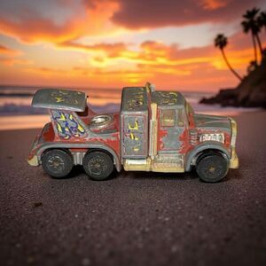 Vintage 1978 Matchbox Truck Red Yellow Flame Kenner Fast Semi Hauler Truck
